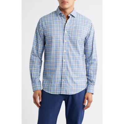 Johnnie-o Olie Plaid Stretch Button-up Shirt In Blue