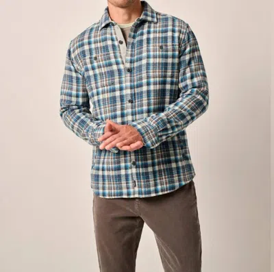 Johnnie-o Opry Brushed Twill Flannel Shacket In Blue