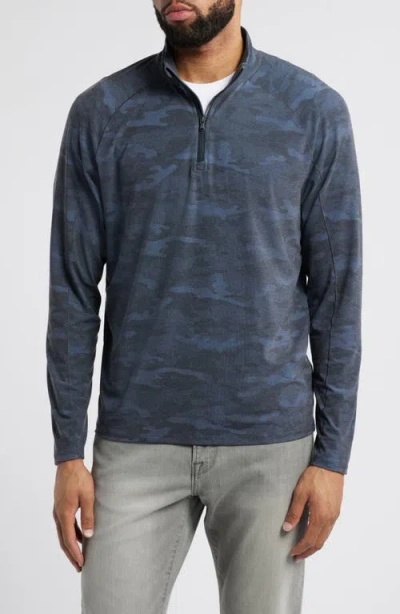 Johnnie-o Patton Camo Half Zip Pullover In Heather Black