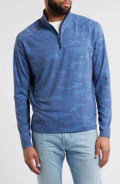 Johnnie-o Patton Camo Half Zip Pullover In Navy