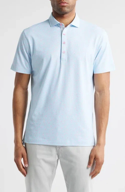 Johnnie-o Poppy Microfloral Print Prep-formance Golf Polo In Maliblu