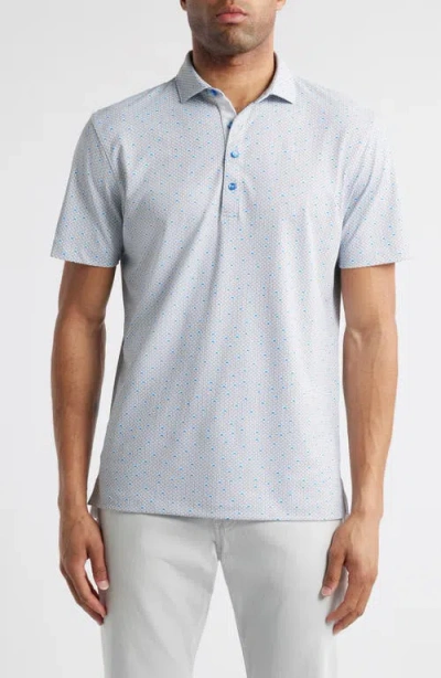 Johnnie-o Poppy Microfloral Print Prep-formance Golf Polo In Thunder