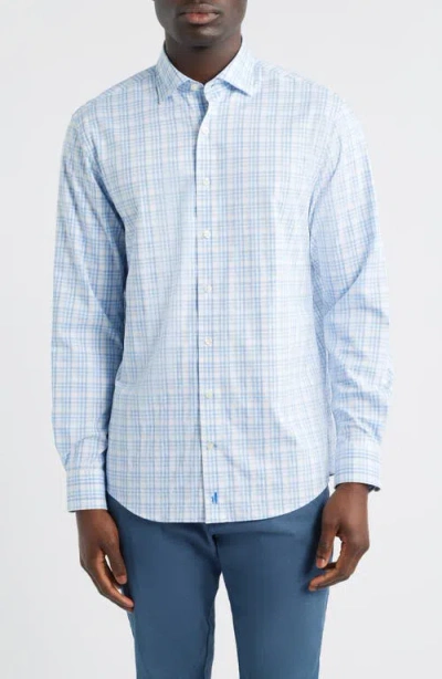 Johnnie-o Rafael Everyday Performance Plaid Button-up Shirt In Blue