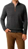 Johnnie-o Raynor Merino 1/4 Zip Sweater In Smoke