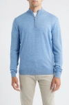Johnnie-o Raynor Merino Wool Quarter Zip Sweater In Blue