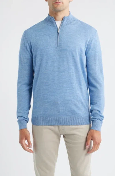 Johnnie-o Raynor Merino Wool Quarter Zip Sweater In Blue