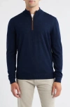 Johnnie-o Raynor Merino Wool Quarter Zip Sweater In Blue
