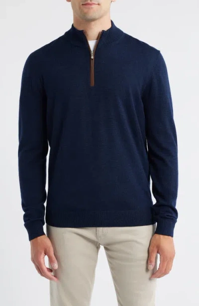 Johnnie-o Raynor Merino Wool Quarter Zip Sweater In Blue