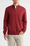 Johnnie-o Raynor Merino Wool Quarter Zip Sweater In Brown