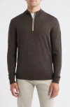 Johnnie-o Raynor Merino Wool Quarter Zip Sweater In Brown