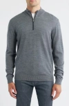 Johnnie-o Raynor Merino Wool Quarter Zip Sweater In Gray