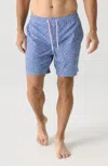 Johnnie-o Red Fin Blue Fin Swim Trunks In Majorca In Blue