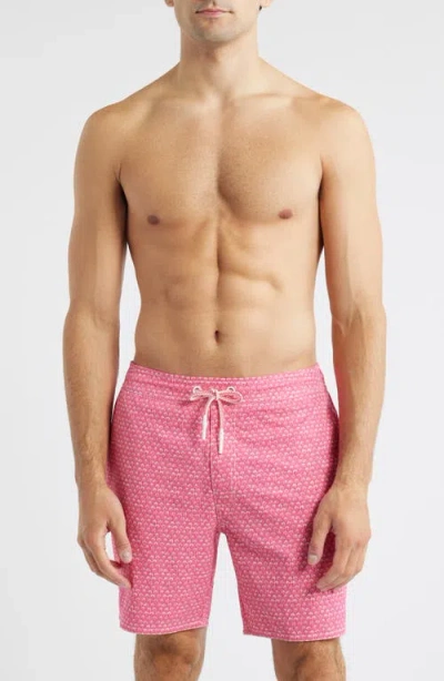 Johnnie-o Scallop Swim Trunks In Pink