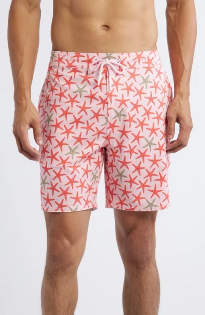 Johnnie-o Seastar Swim Trunks In Porto Pink