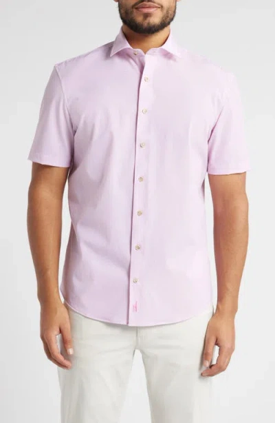 Johnnie-o Spielman Hangin' Out Short Sleeve Knit Button-up Shirt In Petal