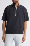 Johnnie-o Stealth Stowable Short Sleeve Pullover Rain Jacket In Black
