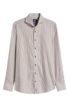 Johnnie-o Stripe Button-up Shirt In Coffee