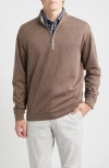 Johnnie-o Sully Quarter Zip Pullover In Brown