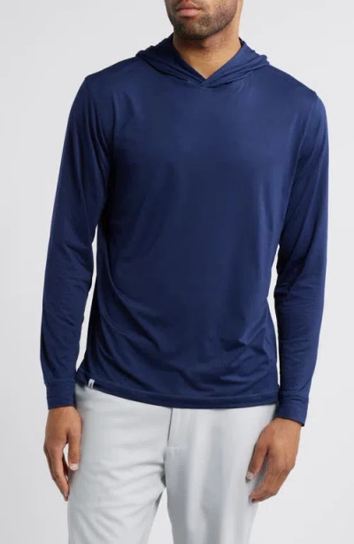 Johnnie-o Talon Prep-formance Long Sleeve Hooded T-shirt In Dark Navy