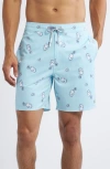 Johnnie-o Under The Sea Swim Trunks In Gulf Blue