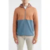 Johnnie-o Werner Rib Colorblock Half Zip Hoodie In Blue