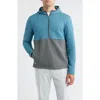 Johnnie-o Werner Rib Colorblock Half Zip Hoodie In Silver
