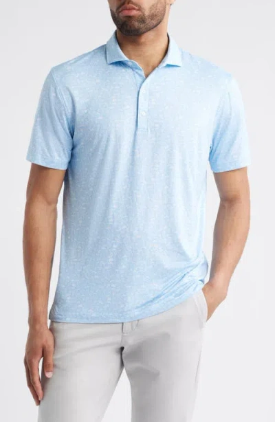 Johnnie-o Wine Mixer Libation Print Featherweight Performance Polo In Blue