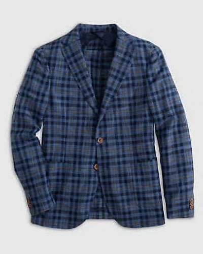 Pre-owned Johnnie-o Winstead Woven Sport Coat Lake Size 42 In Blue