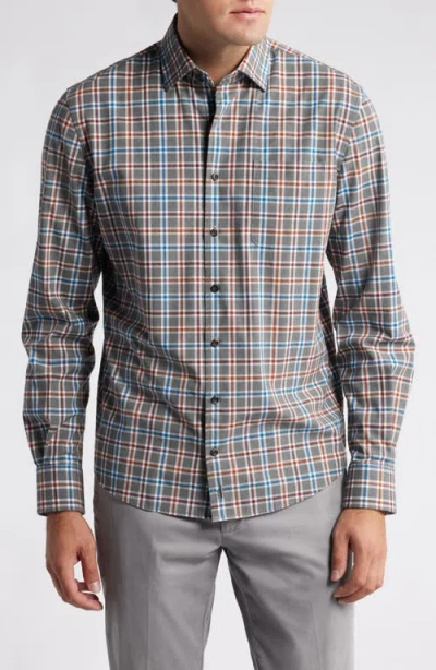 Johnnie-o York Plaid Stretch Button-down Shirt In Charcoal