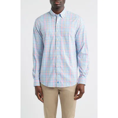 Johnnie-o Yosef Check Everyday Performance Button-down Shirt In Blue