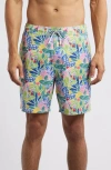 Johnnie-o Zest 7-inch Floral Swim Trunks In Lake