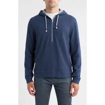 Johnnie-o Zoeller Textured Half Zip Hoodie In Blue