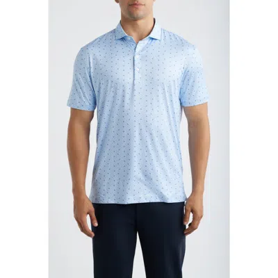 Johnnie-o Backcourt Shuttlecock Print Featherweight Performance Polo In Blue