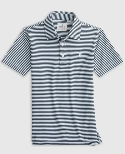 Johnnie-o Kids' Boy's Performance Mesh Jr Polo In Wake Stripe In Blue
