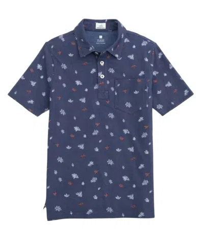 Johnnie-o Kids' Boys Printed Classic Three Button Polo Shirt In Oceanside In Blue