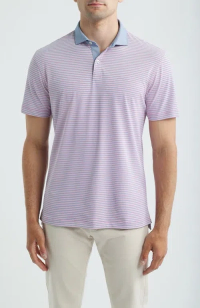 Johnnie-o Stetsons Stripe Performance Jersey Polo In Purple