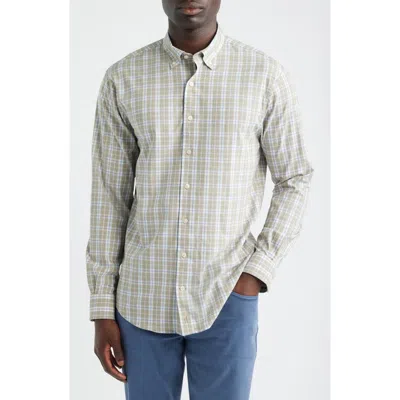 Johnnie-o Fullington Plaid Performance Twill Button-down Shirt In Green