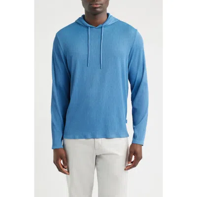 Johnnie-o Hoppin Heather Stretch Rib Knit Hoodie In Blue