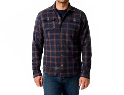 Johnnie-o Judah Stretch Knit Flannel Lodge Shirt In Coffee In Blue