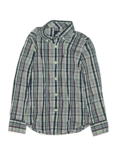 Pre-owned Johnnie-o Kids' Long Sleeve Button Down Shirt In Green