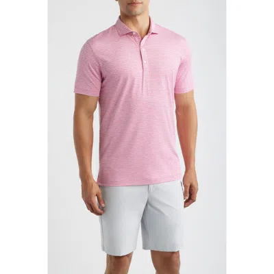 Johnnie-o Michael Stripe Performance Golf Polo In Pink