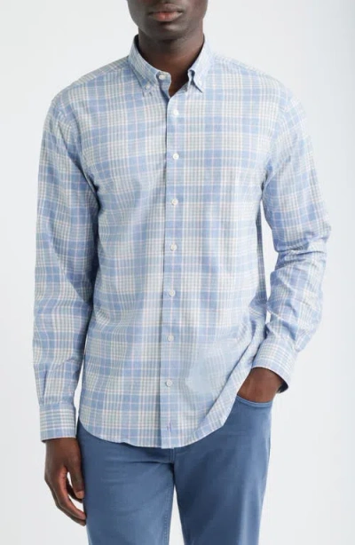 Johnnie-o Mosley Plaid Performance Twill Button-down Shirt In Blue