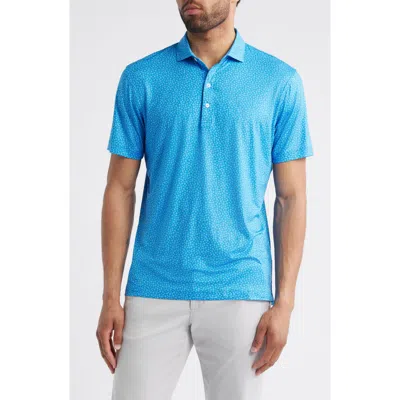 Johnnie-o Plumeria Floral Featherweight Performance Polo In Palisades Blue