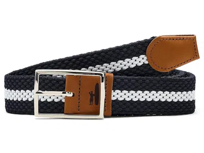 Johnnie-o Reversible Stripe Men's Belts Navy: Sm In Blue