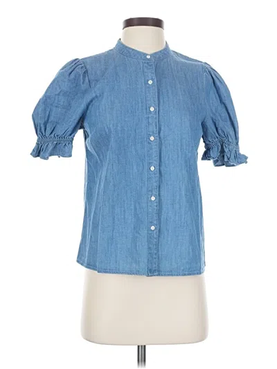 Pre-owned Johnnie-o Short Sleeve Blouse In Blue