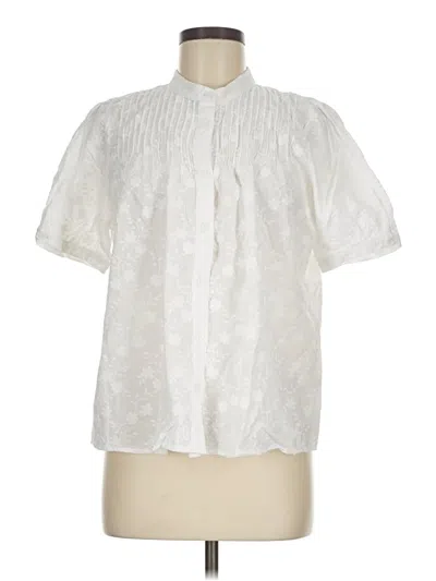 Pre-owned Johnnie-o Short Sleeve Blouse In Ivory