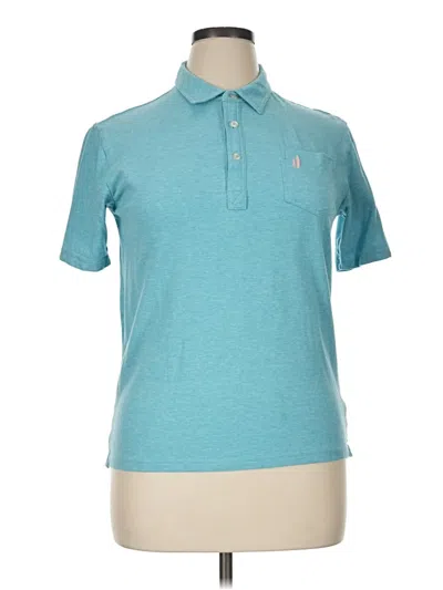 Pre-owned Johnnie-o Short Sleeve Top Teal Collared Neckline Tops