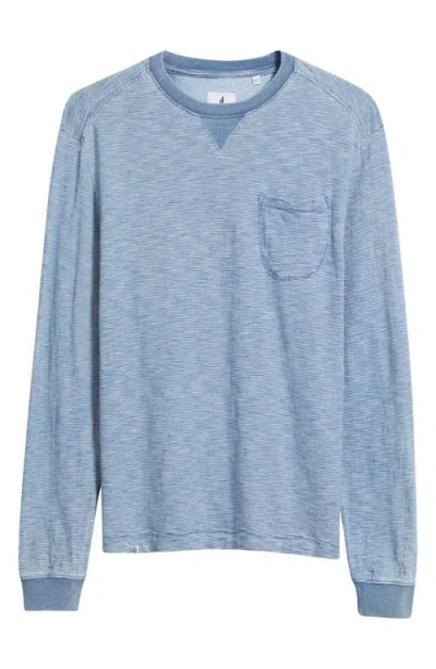 Johnnie-o Spurlin Feeder Stripe Long Sleeve Pocket T-shirt In Blue