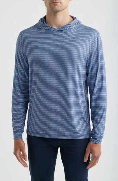 Johnnie-o Talon Stripe Upf 50+ Hoodie In Blue