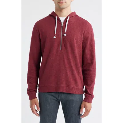 Johnnie-o Zoeller Textured Half Zip Hoodie In Malibu Red